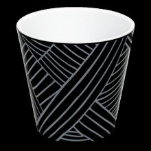 Саксия ДЕКО Etno с двойно дъно и декор 13,0х12,5 см черен/бял
