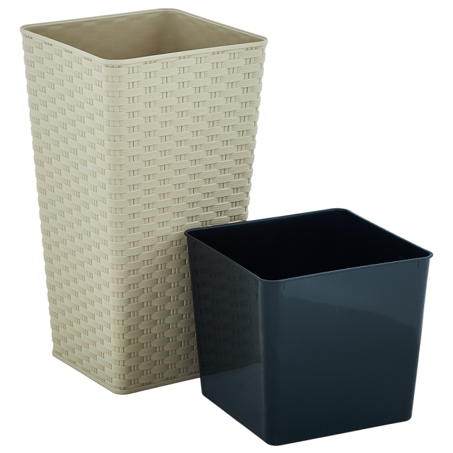 Tall RATTAN square flowerpot 16.0x16.0x30.0 cm