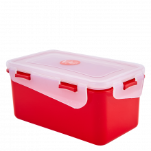 Кутия универсална Фиеста правоъгълна 2,5л със закопчаване червена/прозрачна