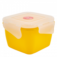 Кутия универсална Фиеста квадратна 1,5л със закопчаване жълта/прозрачна