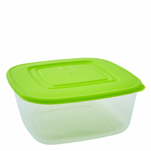 Кутия за хранителни продукти, квадратна, 3,0 л прозрачна/олива