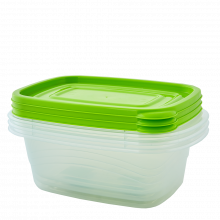 К-т контейнери за хранителни продукти Омега 0,7л (3бр) правоъгълни прозр./олива