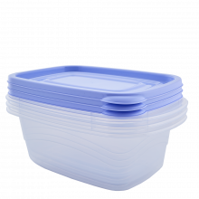 К-т контейнери за хранителни продукти ОМЕГА 1,8л(3бр) правоъгълни прозрачен/люляк