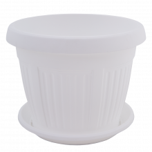 Саксия НИКОЛ с подложка 40*30см бяла