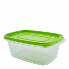 Кутия за хранителни продукти Омега 0,7л правоъгълна прозрачна/олива
