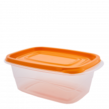 Кутия за хранителни продукти Омега 0,7л правоъгълна прозрачна/оранж
