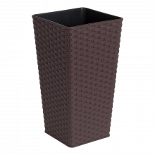 Tall RATTAN square flowerpot 16.0x16.0x30.0 cm