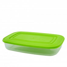 Кутия за хран. продукти, правоъгълна, 2,5 л прозрачна/олива