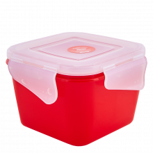 Кутия универсална Фиеста квадратна 1,5л със закопчаване червена/прозрачна