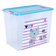 Кутия Smart Box с декор Pet Shop 40л прозрачна/тюркоаз/розова