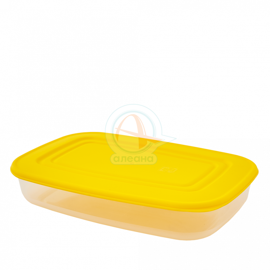 Кутия за хран. продукти, правоъгълна, 2,5 л прозрачна/жълта